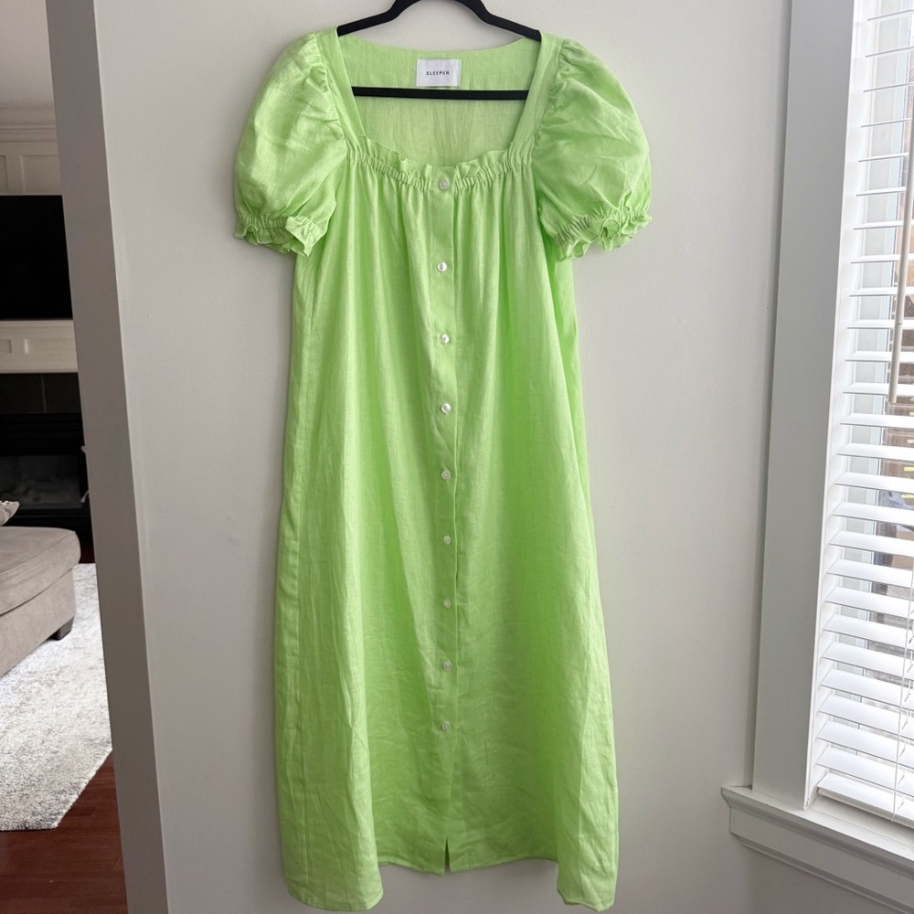 Sleeper Brigitte Linen Midi Dress